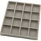 Black Square Display Case (Glass-top Removable Lid) w/ Gray 16-slot Plastic Tray